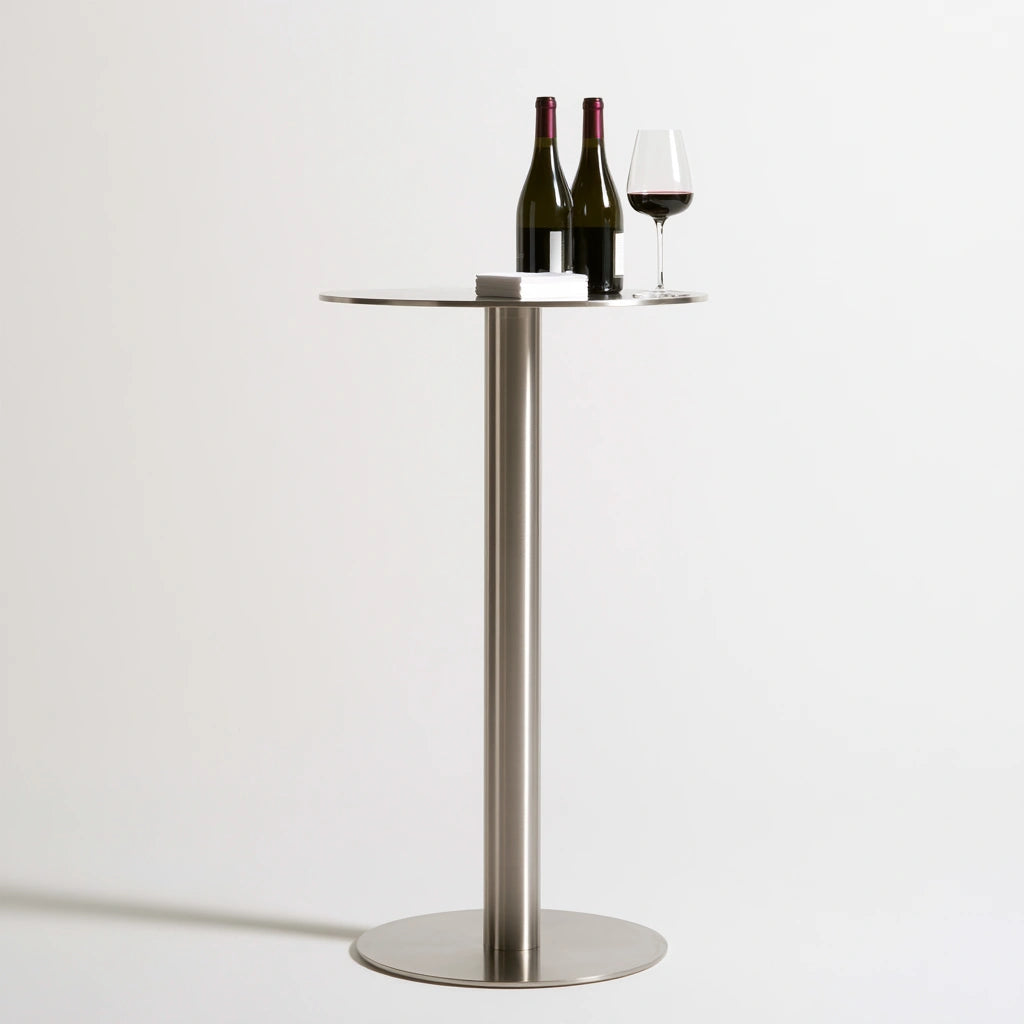 Table haute de bar aux lignes épurées, coloris gris