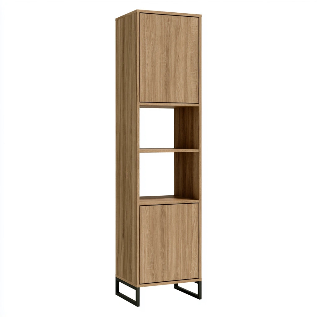 Meuble de rangement en bois finition chêne, coloris brun clair
