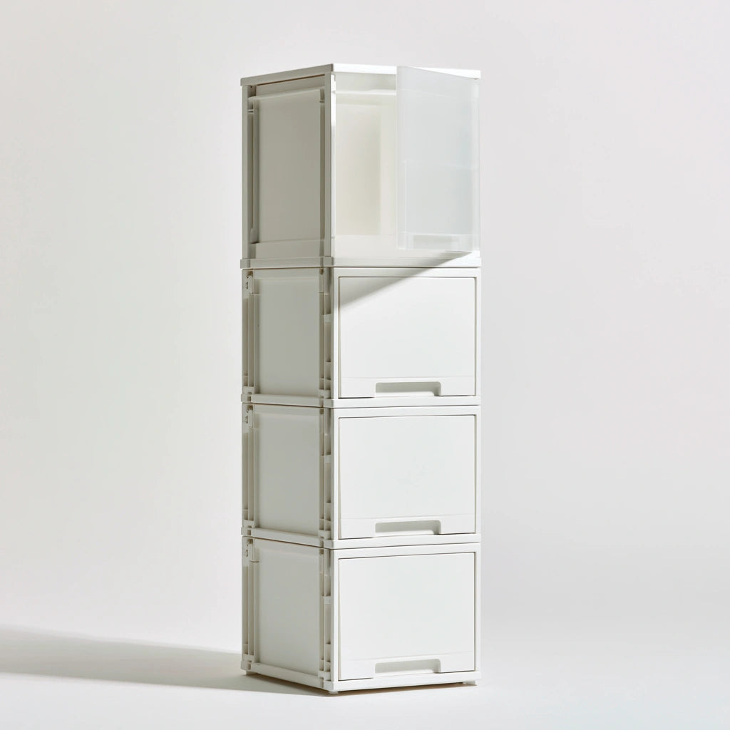 Tour de rangement étroite en plastique, coloris blanc