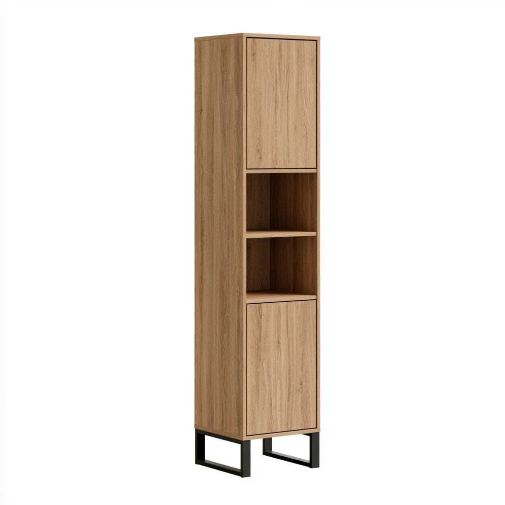 Meuble de rangement en bois finition chêne, coloris brun clair